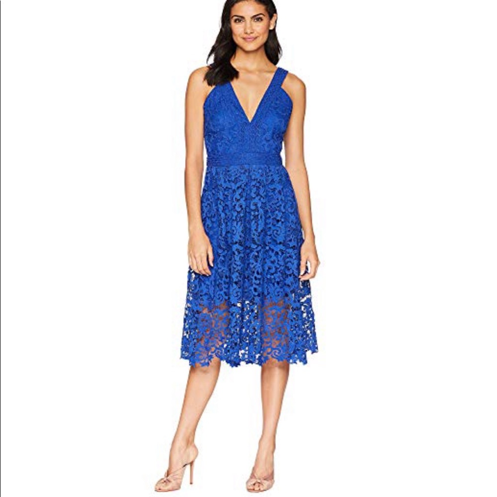 Adelyn Rae Marilyn Woven Lace Midi Dress